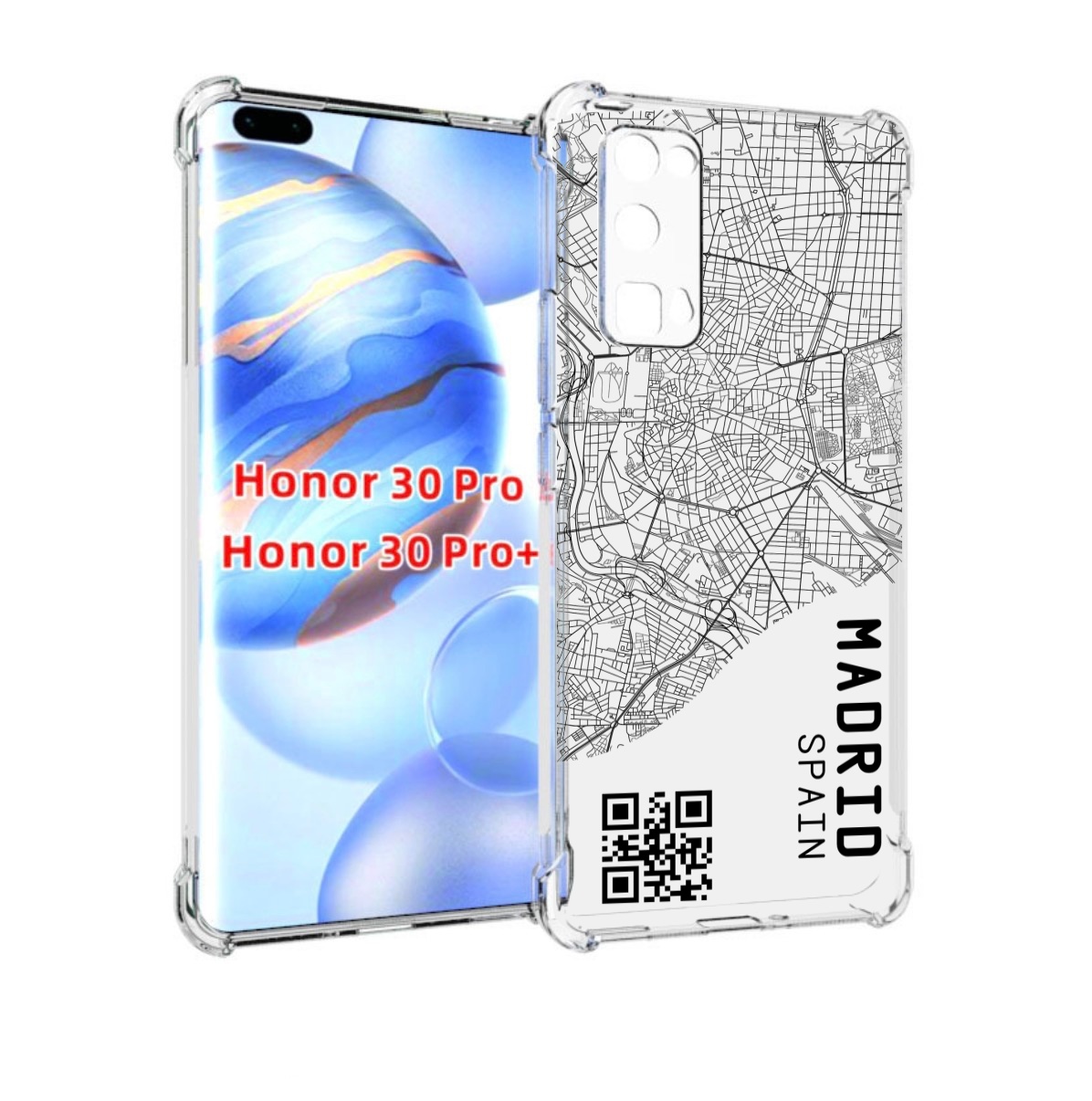 

Чехол бампер MyPads схема-мадрид для Honor 30 Pro, Прозрачный, Tocco