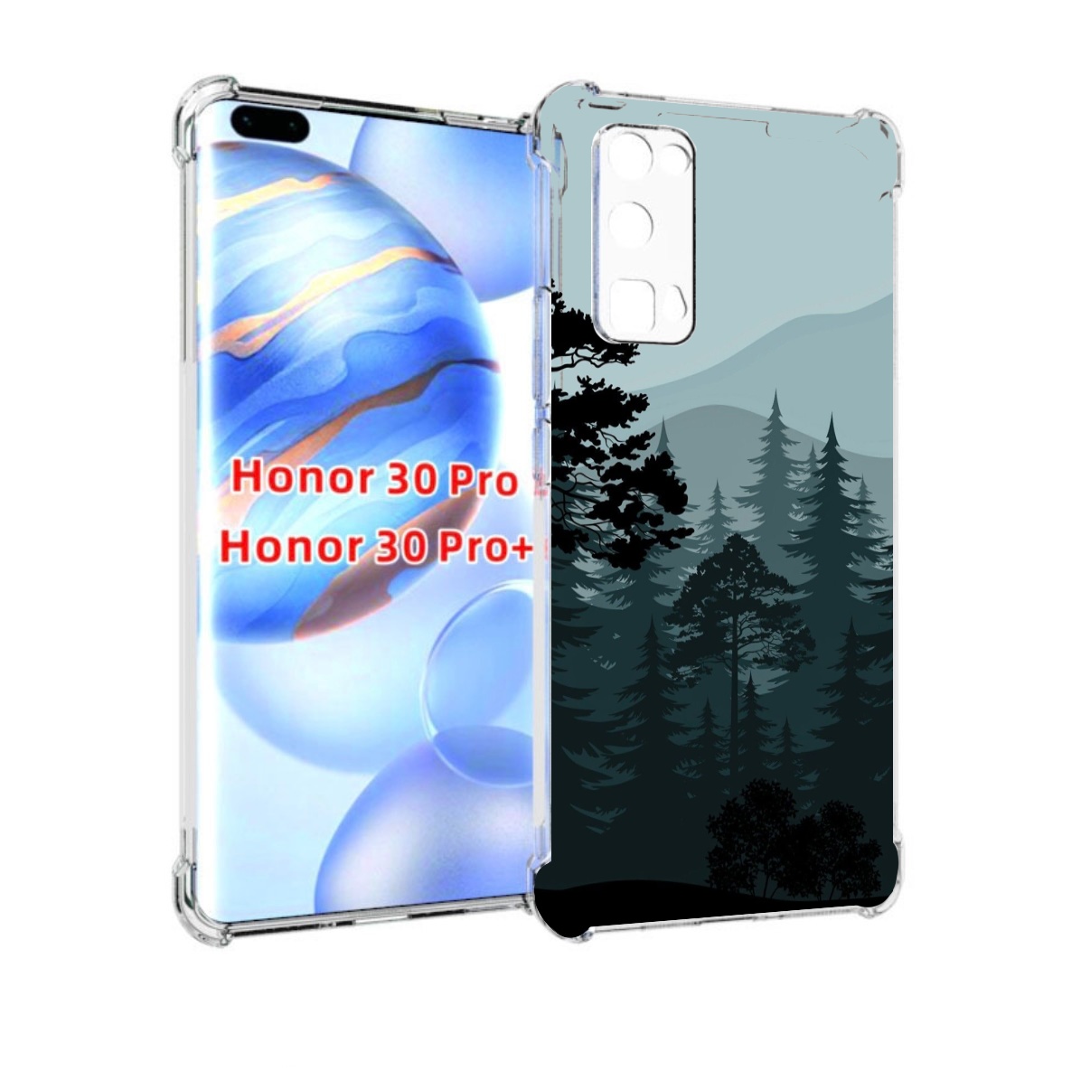 

Чехол бампер MyPads темный лесочек для Honor 30 Pro, Прозрачный, Tocco