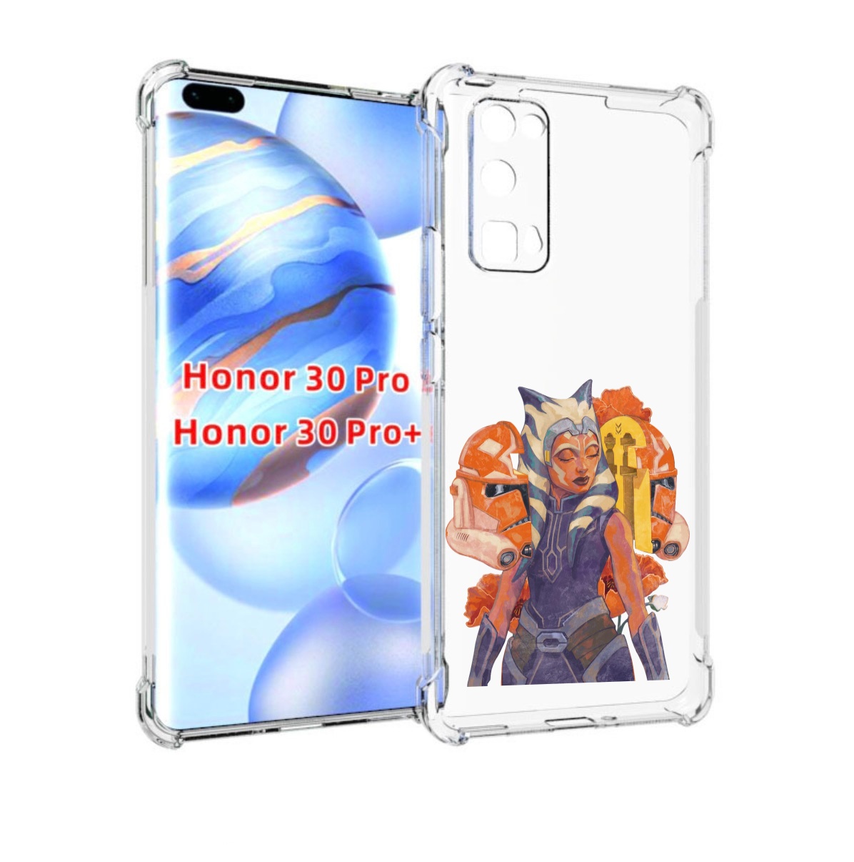 

Чехол бампер MyPads тогрута-асока-тано для Honor 30 Pro, Прозрачный, Tocco