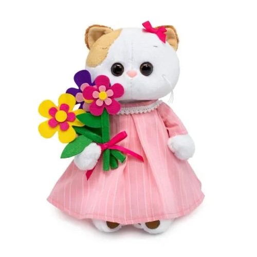 

Мягкая игрушка BUDI BASA Кошка Ли-Ли в платье и с букетом 24 см, Серый