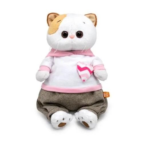 

Мягкая игрушка BUDI BASA Кошка Ли-Ли в худи с сердечком и штанах 24 см, Серый