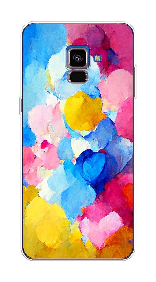 

Чехол на Samsung Galaxy A8 2018 "Яркие пятна", Синий;голубой;желтый;розовый, 25450-1