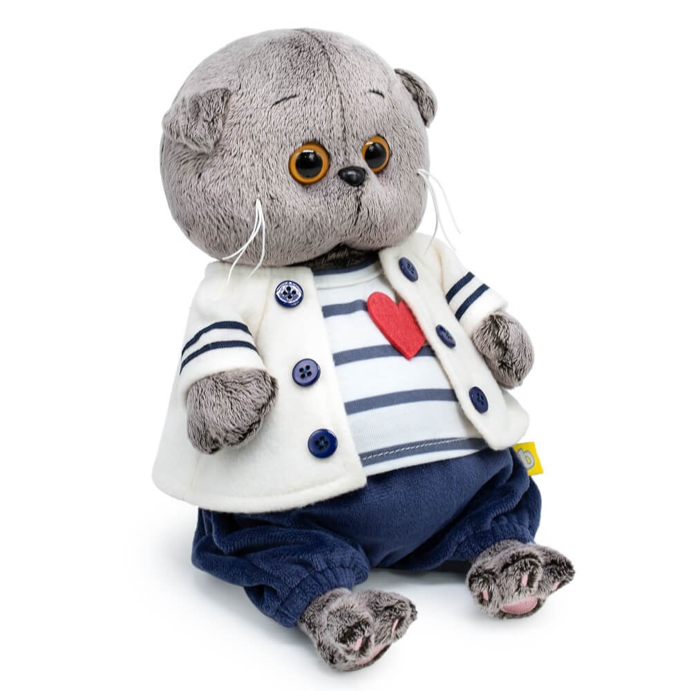 

Мягкая игрушка BUDI BASA Кот Басик BABY в морском комплекте 20 см, Серый