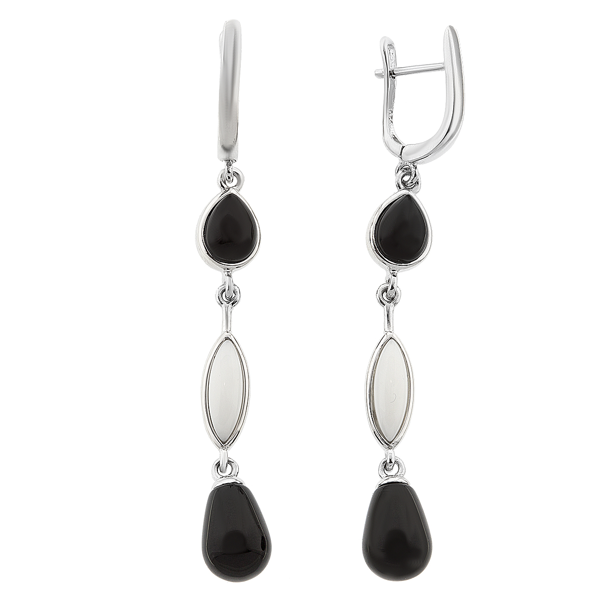 

Серьги из серебра с агатом и ониксом Balex Jewellery 2432930194, 2432930194