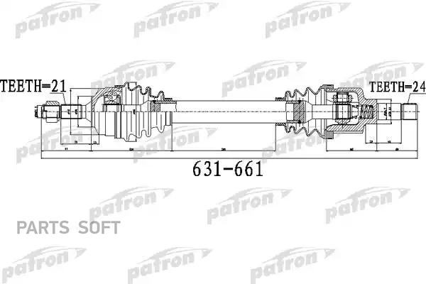 

PATRON PDS0481 Полуось передняя левая 21x631x50x24 CITROEN C3 1,6 16V 05- PEUGEOT 1007 1,6