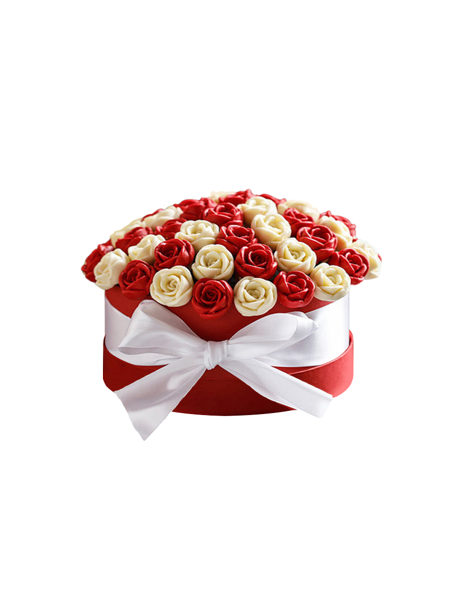 Шляпная коробка из 51 шоколадной розы CHOCO STORY SH51-K-BK