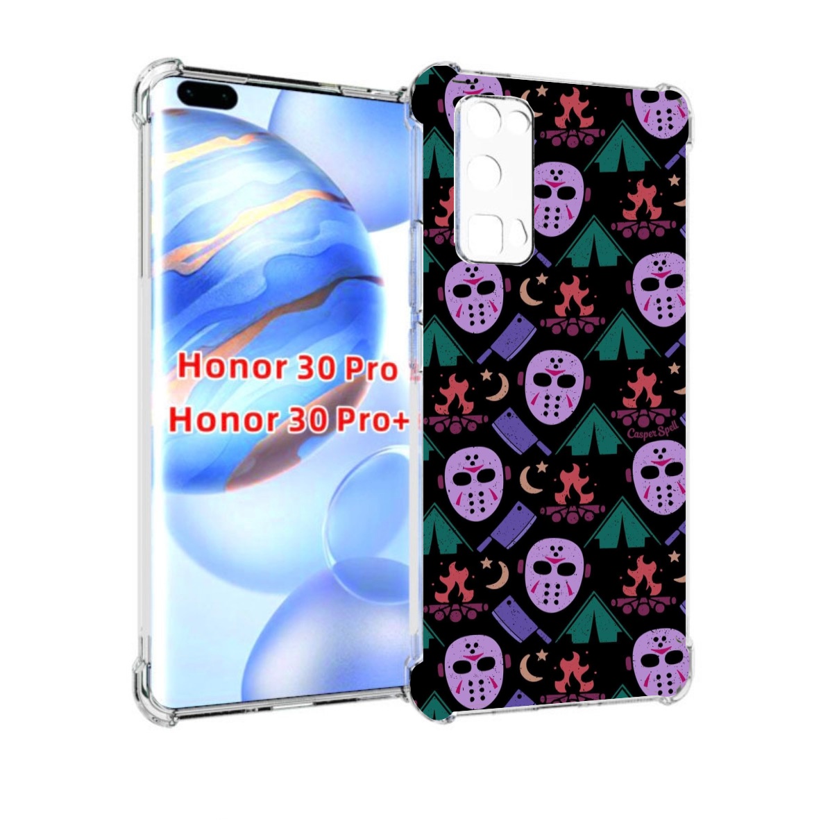 

Чехол бампер MyPads фиолетовые маски для Honor 30 Pro Honor, Прозрачный, Tocco