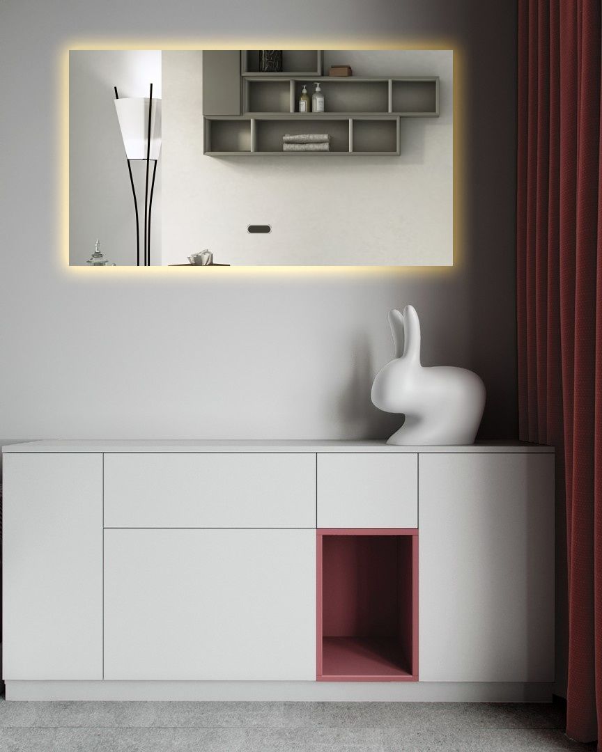 Зеркало для ванной Qwerty 40x80 с тёплой подсветкой, Q/40-80/3kвзмах декор с подсветкой