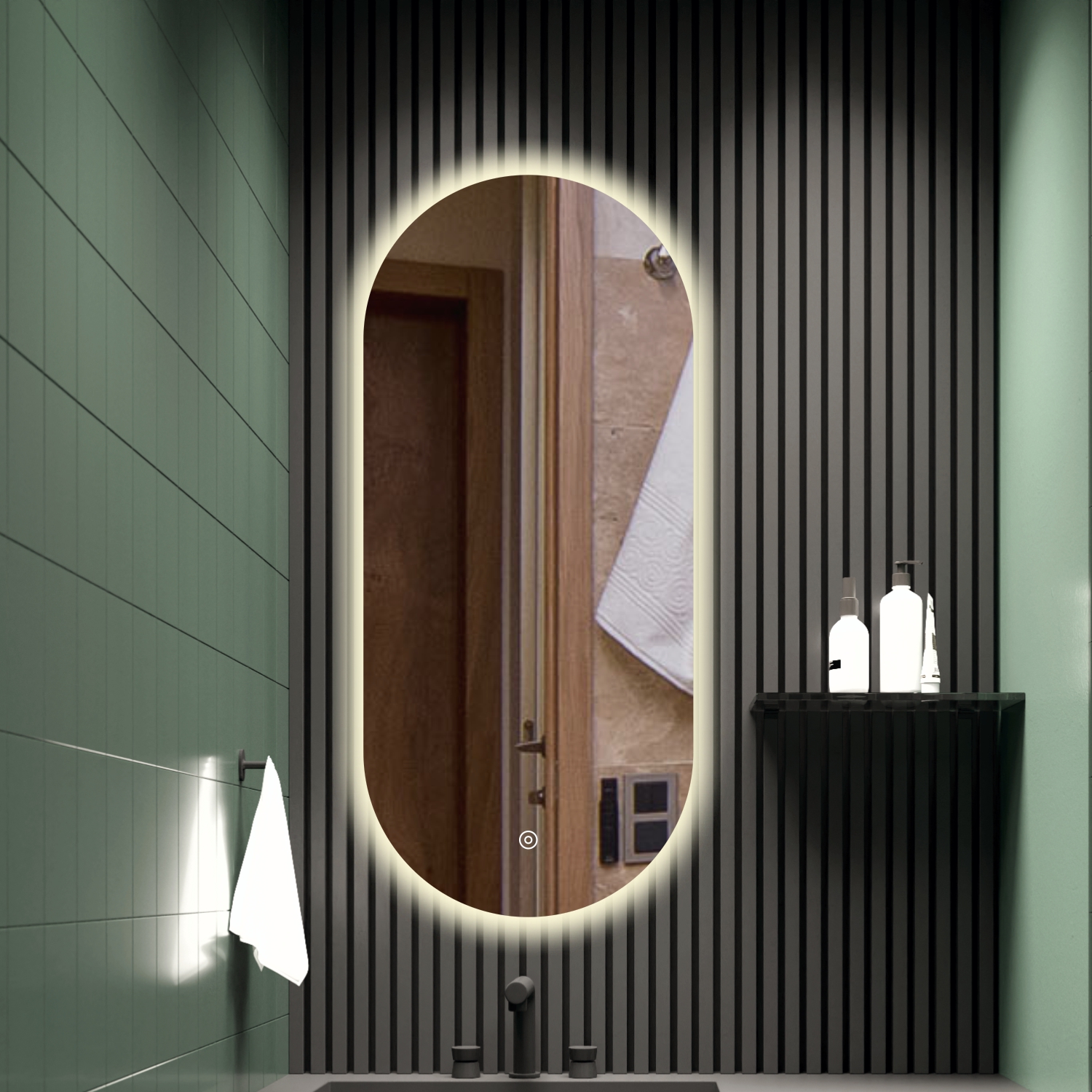 Зеркало для ванной Alfa Mirrors с дневной подсветкой 4200К овальное 40х90см, арт. AN-49d