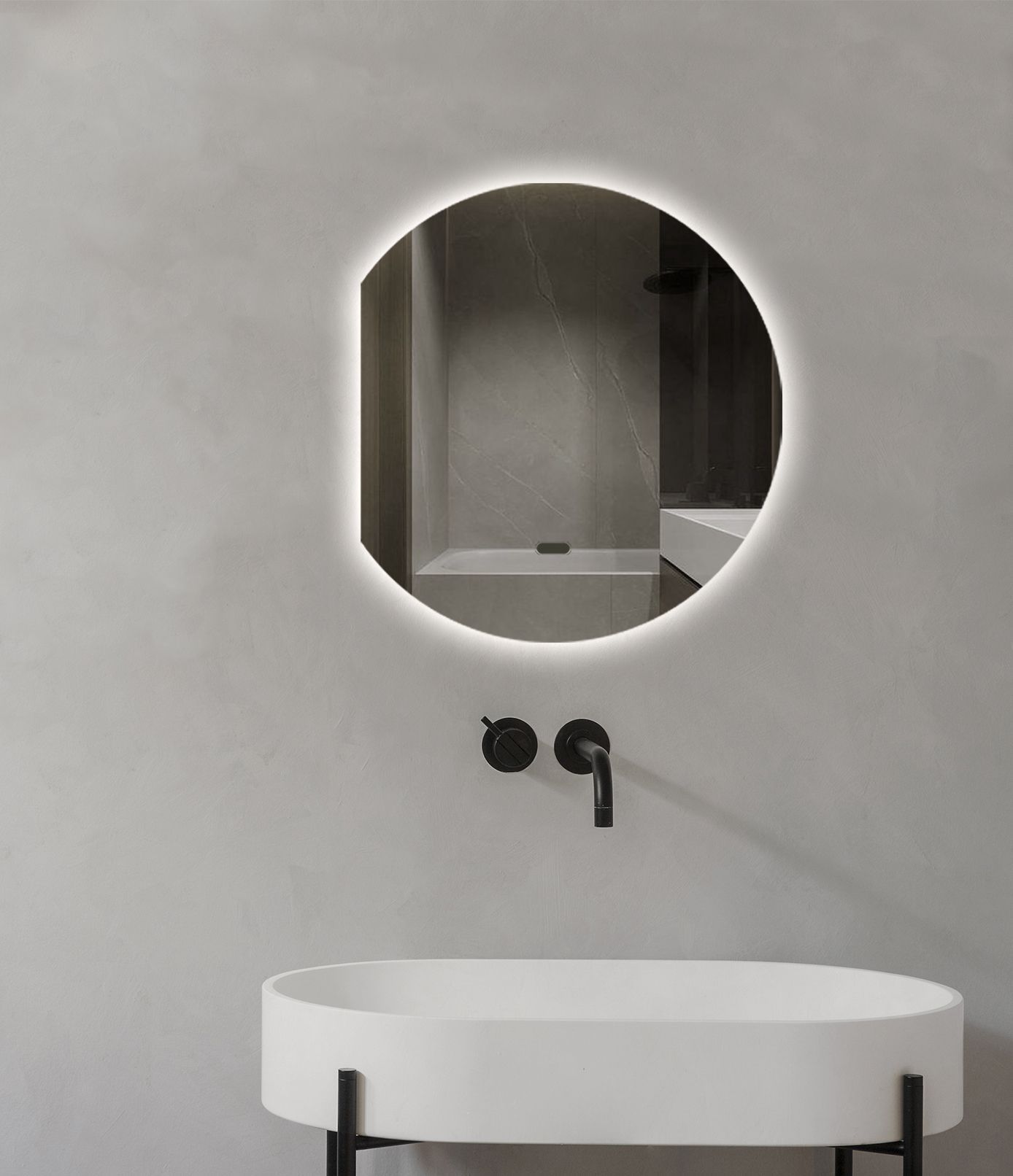 Зеркало для ванной Eclipse 60x50 с левым срезом с подсветкой, E/l/60-50/4kвзмах