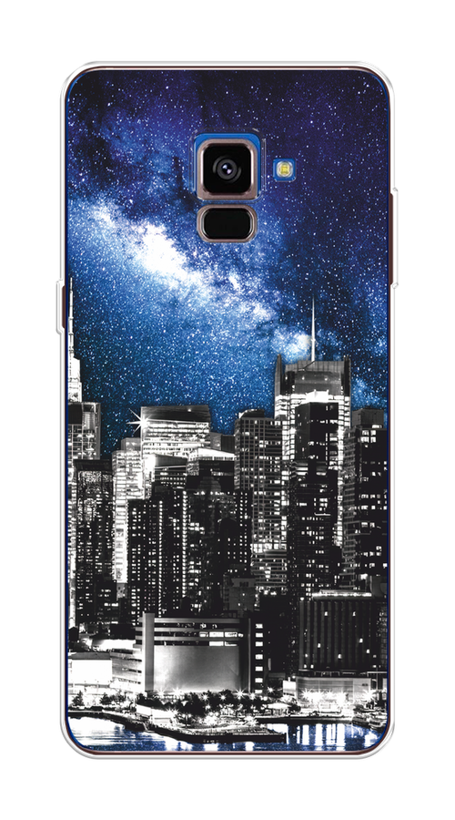 

Чехол на Samsung Galaxy A8 2018 "Космический Нью-Йорк", Синий;серый, 25450-1