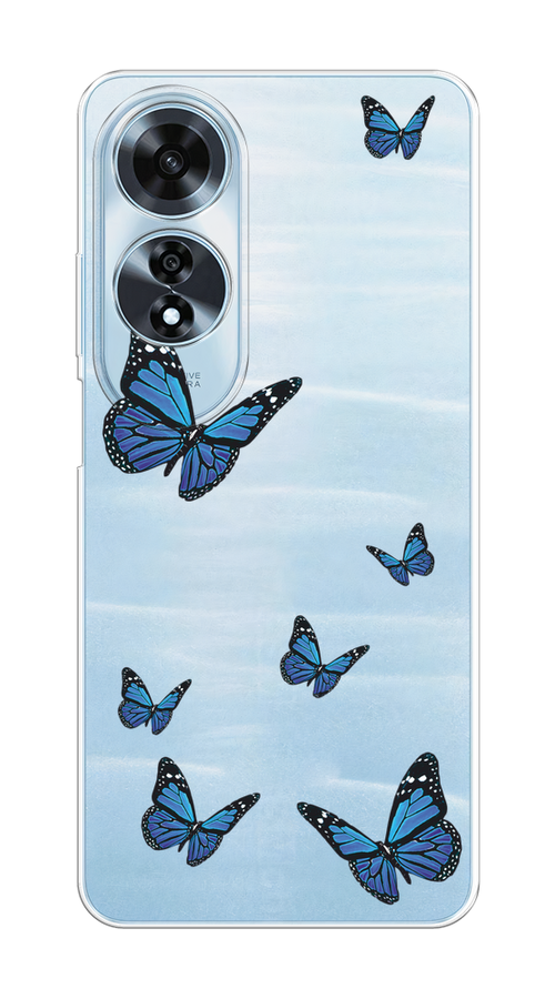 

Чехол на Oppo A60 "Blue butterflies", Синий;черный, 2516950-1