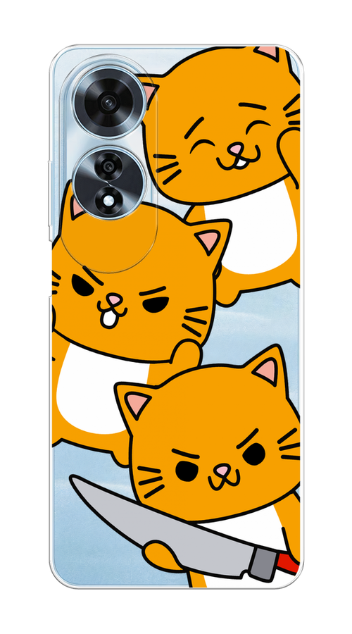 

Чехол на Oppo A60 "Опасные котики", Оранжевый;серый;белый, 2516950-1