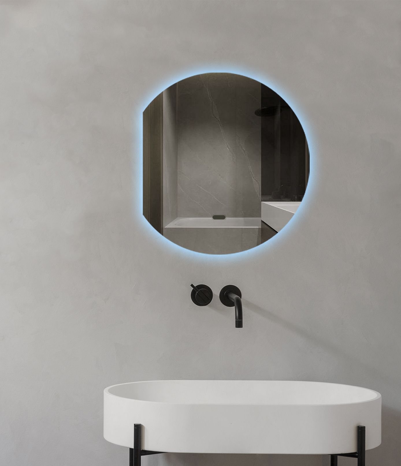 Зеркало для ванной Eclipse 80x70 с левым срезом с подсветкой, E/l/80-70/6kвзмах