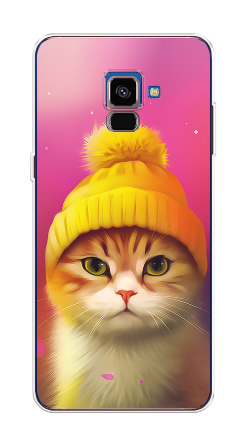 

Чехол на Samsung Galaxy A8 2018 "Котик в шапочке", Розовый;желтый;бежевый, 25450-1