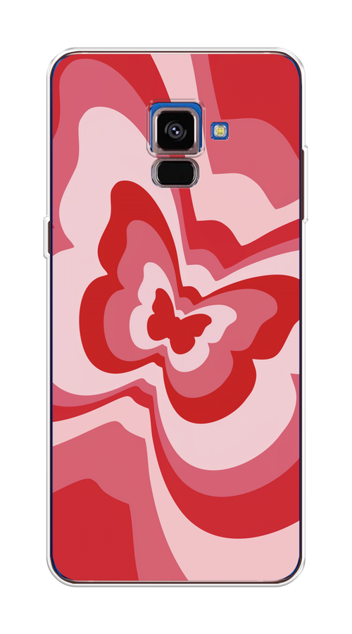 

Чехол на Samsung Galaxy A8 2018 "Бабочка в стиле хиппи", Красный;розовый, 25450-1