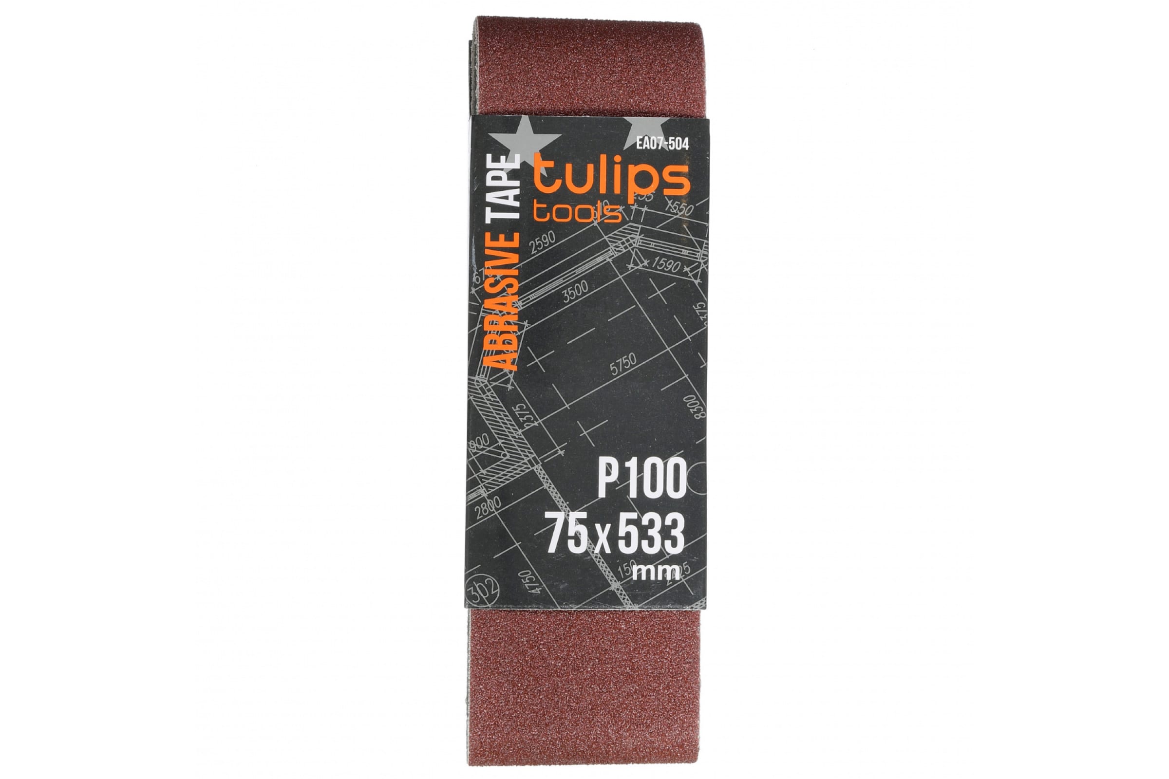 Tulips tools Лента шлифовальная , 75х533 мм, P100, 3 шт EA07-504