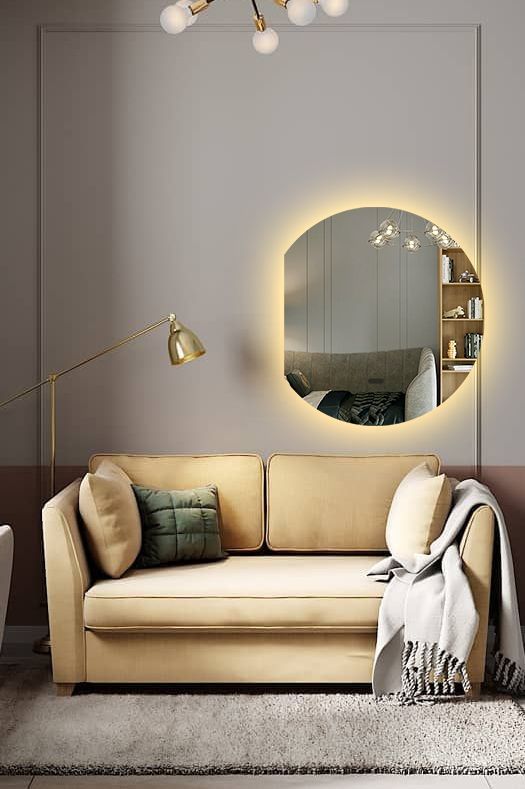 Зеркало для ванной Eclipse 80x70 с левым срезом с подсветкой бесконтактное включение