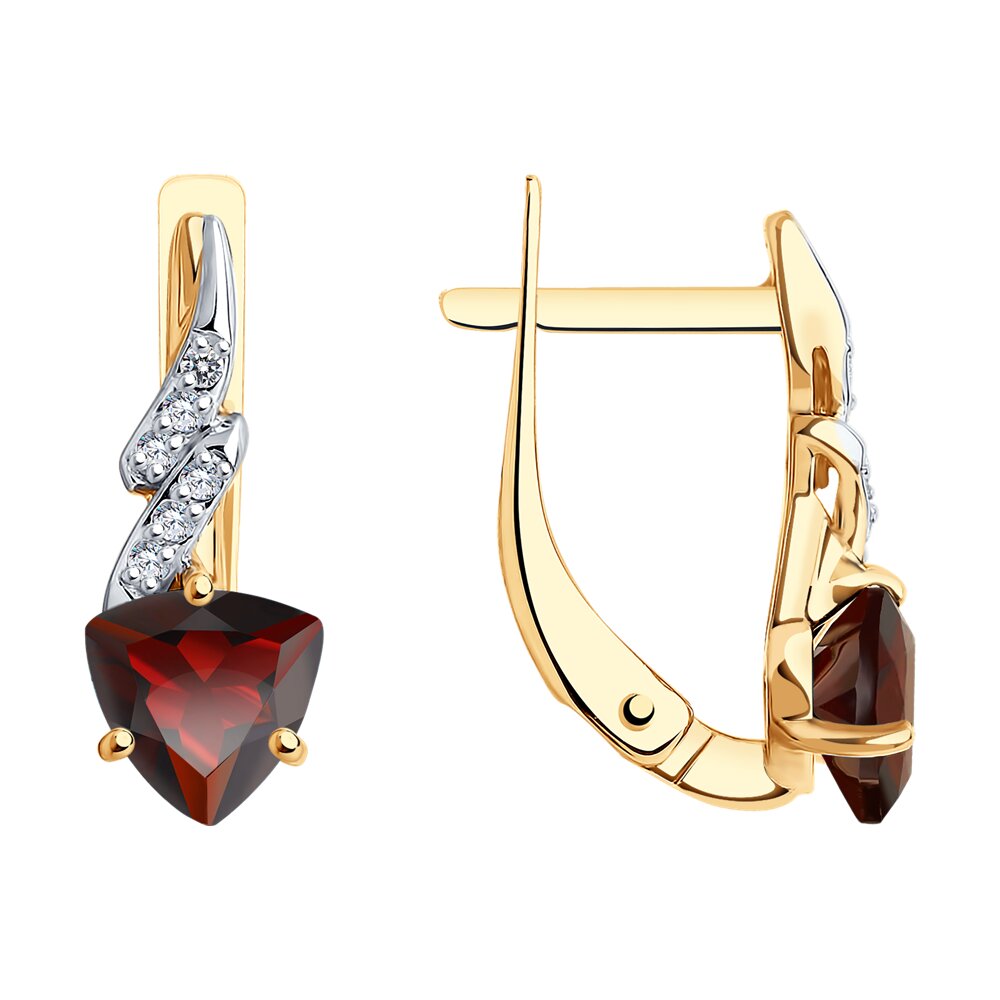 

Серьги из красного золота SOKOLOV 728277, фианит/гранат, 728277