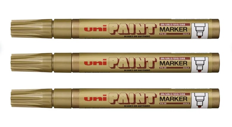 

Набор маркеров Uni Paint PX-20 цвет: золотой 22-28 мм. 3 шт. в зип пакете, Золотистый, Набор маркеров Uni Paint, PX-20 цвет: золотой, 2,2-2,8 мм. 3 шт., в зип пакете