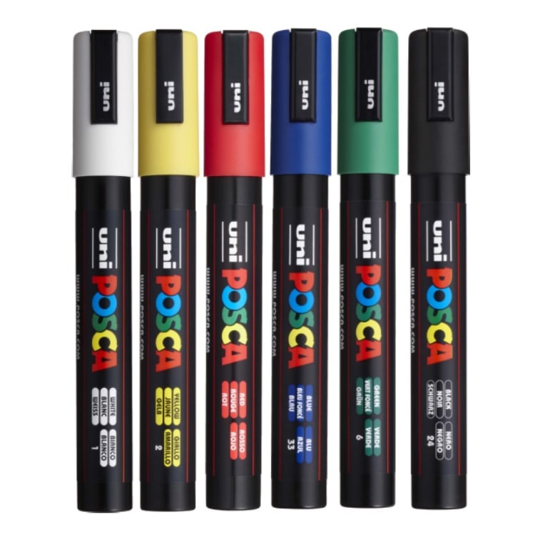 

Набор маркеров Uni POSCA PC-5M 18-25мм Standard 6 цветов, Набор маркеров Uni POSCA PC-5M 1,8-2,5мм Standard 6 цветов