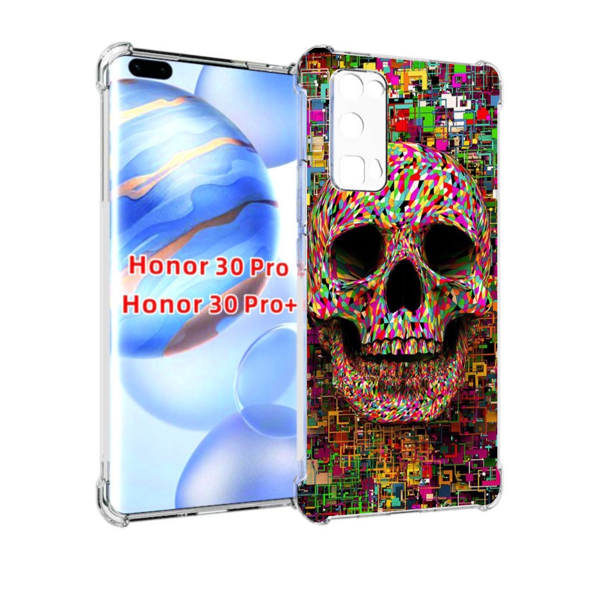 

Чехол бампер MyPads череп красочные цвета для Honor 30 Pr, Прозрачный, Tocco