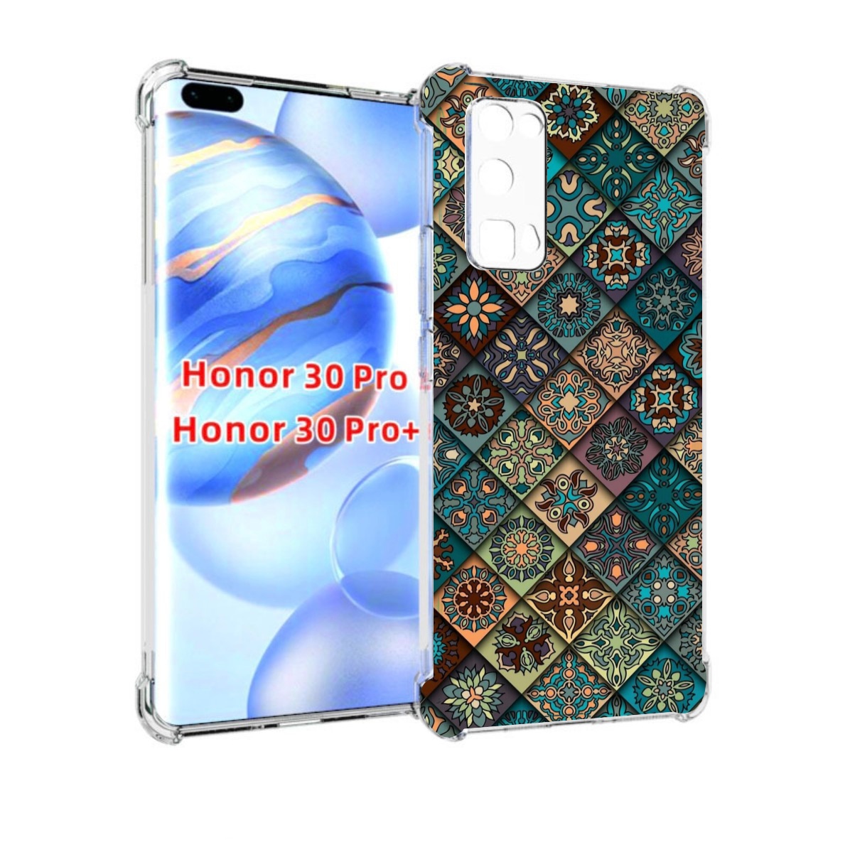 

Чехол бампер MyPads ячейки с арнаментами для Honor 30 Pro, Прозрачный, Tocco