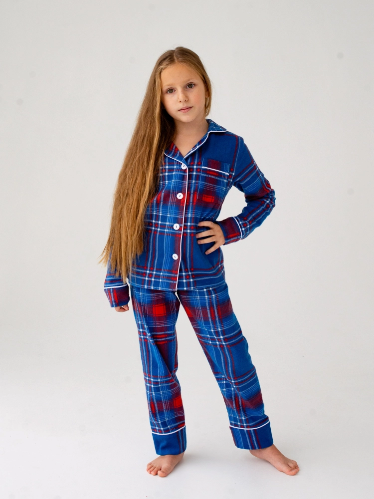 Пижама детская Малиновые Сны KLETGirl2, синий; красный, 152