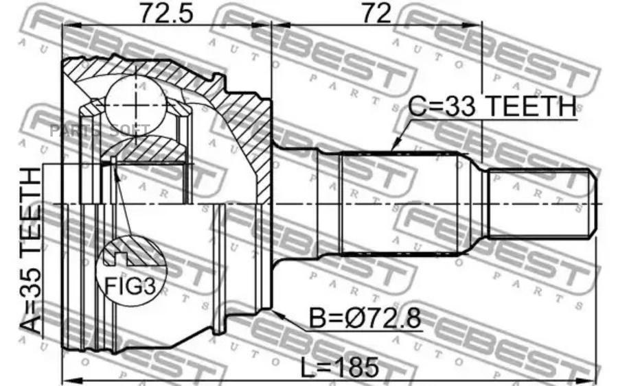 

Шрус внешн 35x72.8x33 cadillac escalade ii 1999-2006 3210-esciii