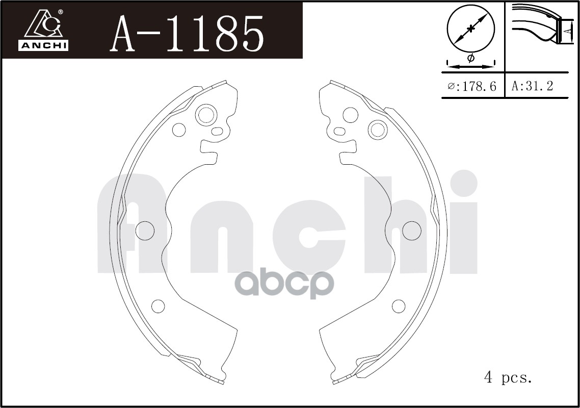 Тормозные колодки барабанные For NISSAN N14, N15, Y10, MAZDA