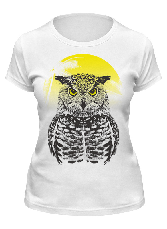 

Футболка женская Printio Солнечная сова белая S, Белый, Солнечная сова