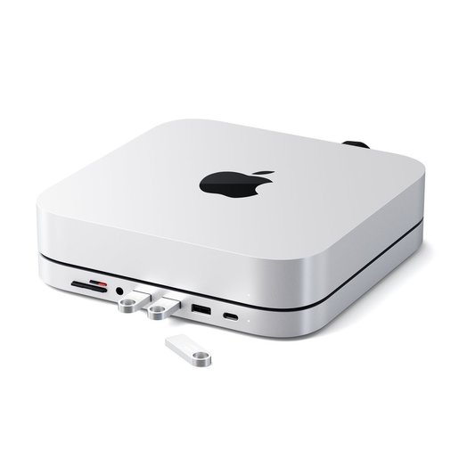 фото Usb док станция с подставкой satechi mac mini stand & hub для mac mini silver