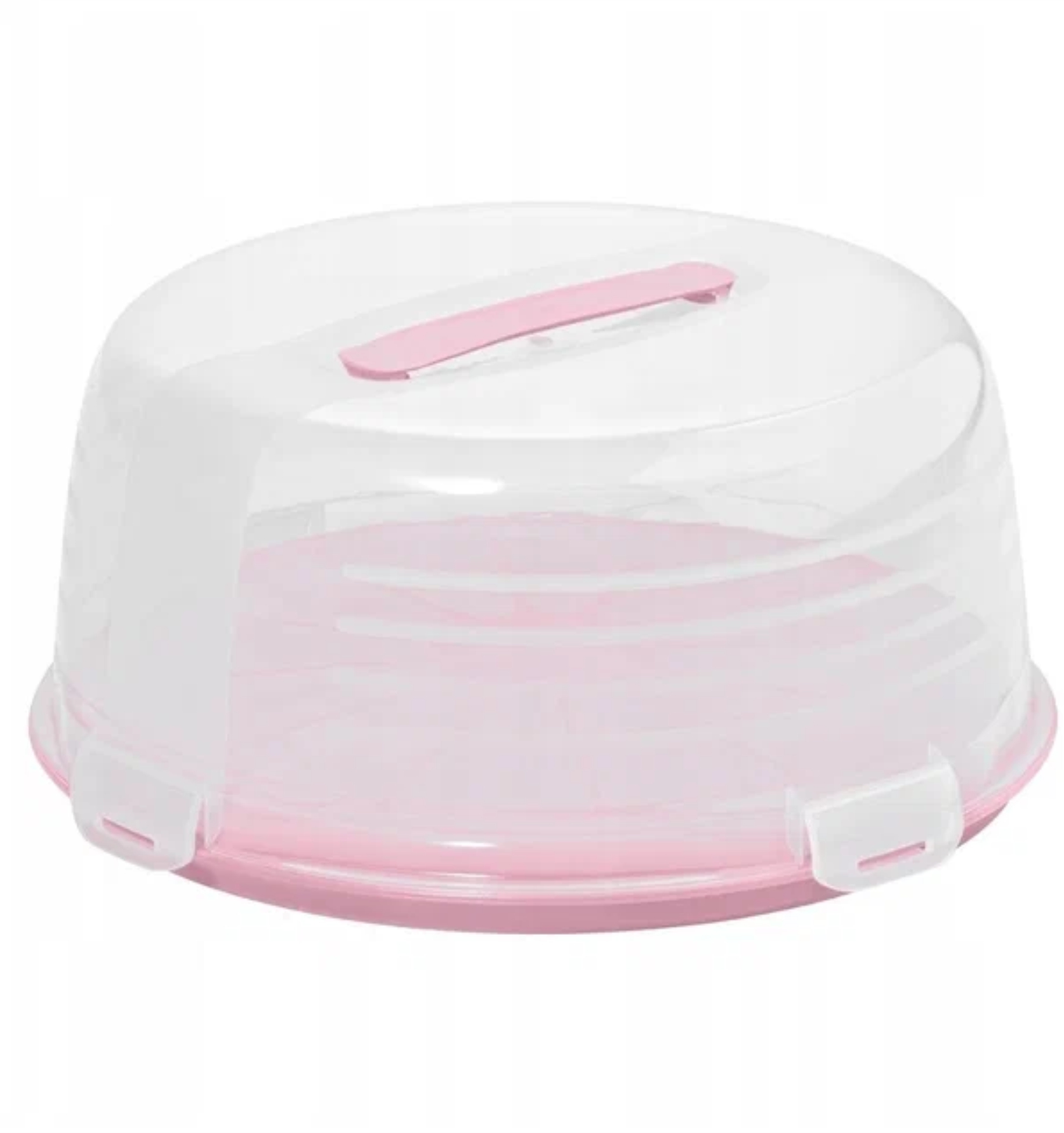 Тортовница PROFF круглая с крышкой розовая пластик h100d270 мм 1 шт