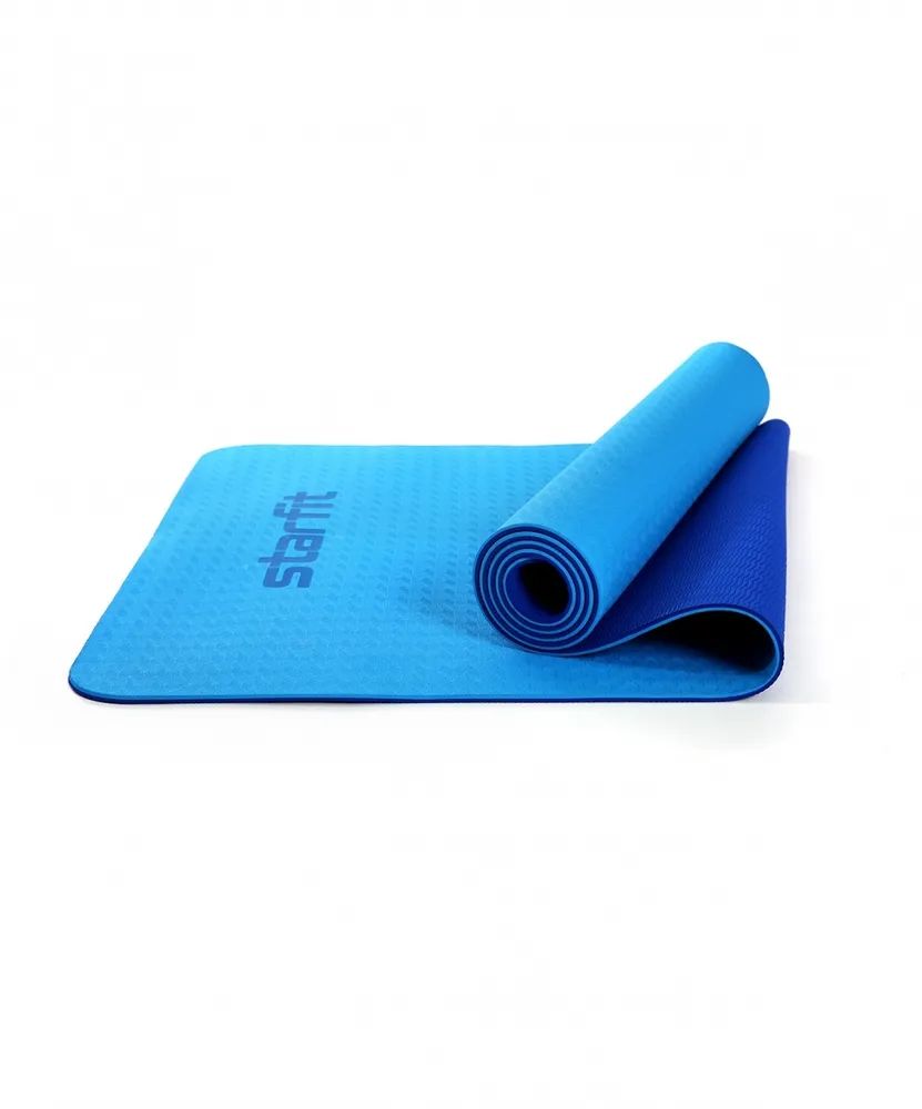 Коврик для йоги и фитнеса Core FM-201 173x61, TPE, синий/темно-синий, 0,6 см, Starfit