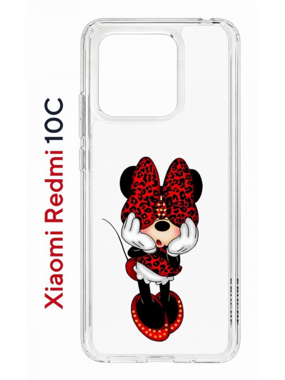 

Чехол на Xiaomi Redmi 10C Kruche Print Минни,противоударный бампер,с защитой камеры, Прозрачный;красный;белый;черный, Ксиоми Редми 10с