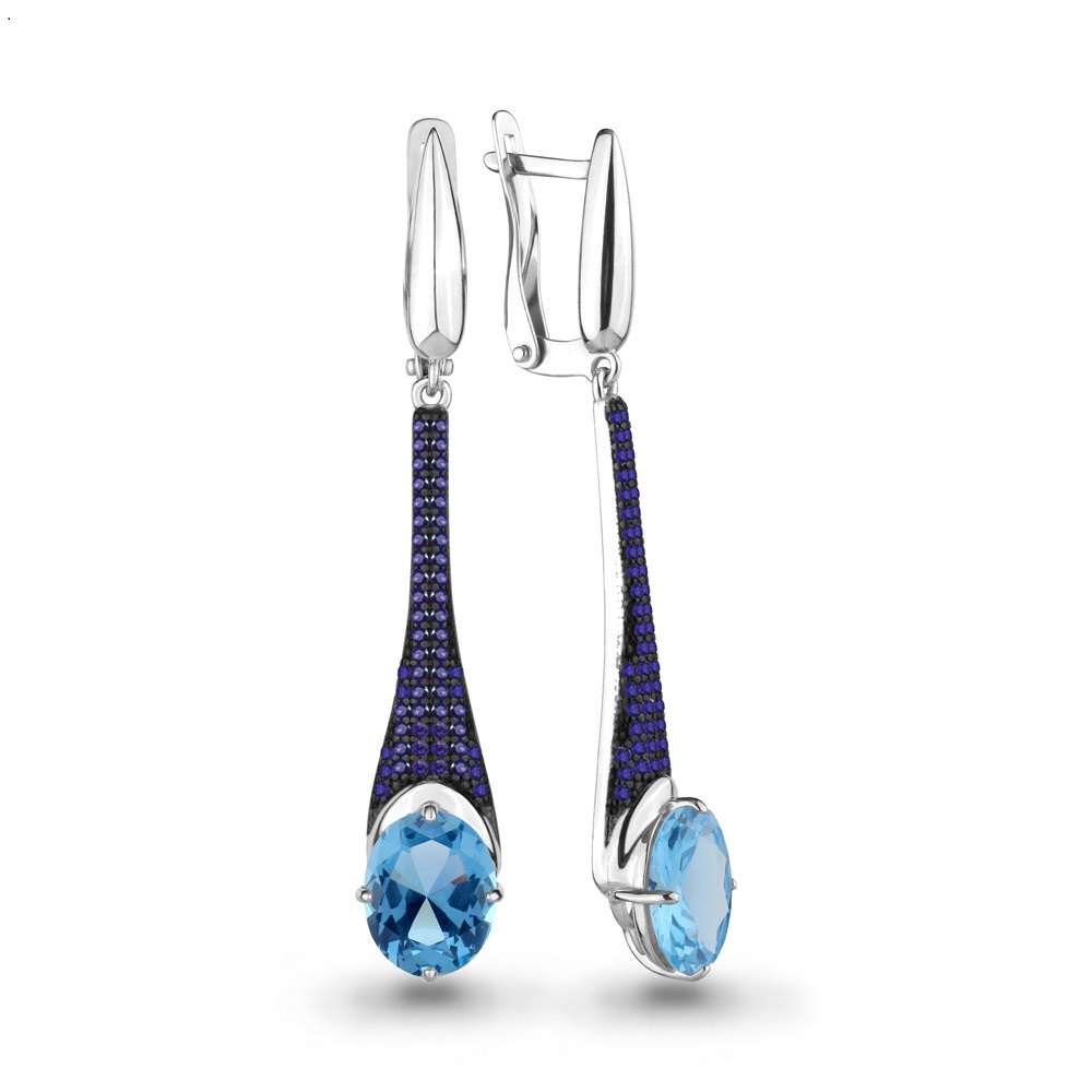 Серьги из серебра с топазом Aquamarine 4702592Б_925_р