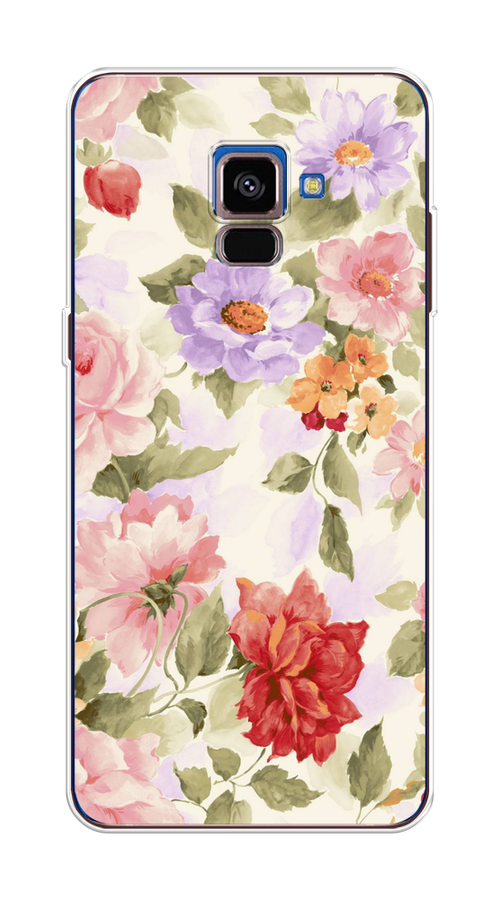 

Чехол на Samsung Galaxy A8 2018 "Акварельные пионы", Розовый;бежевый, 25450-1