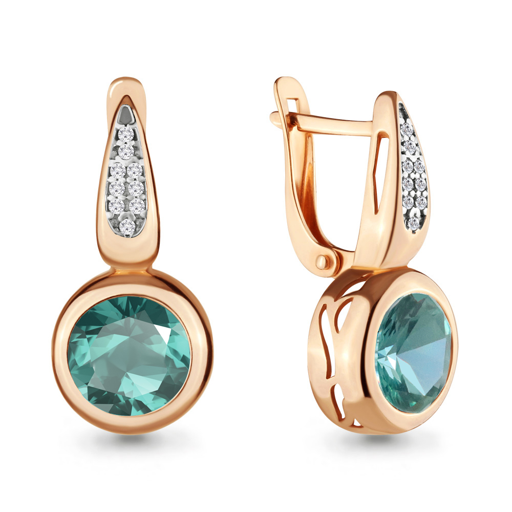 

Серьги из серебра с фианитом Aquamarine 4702688А_925_з, 4702688А_925_з