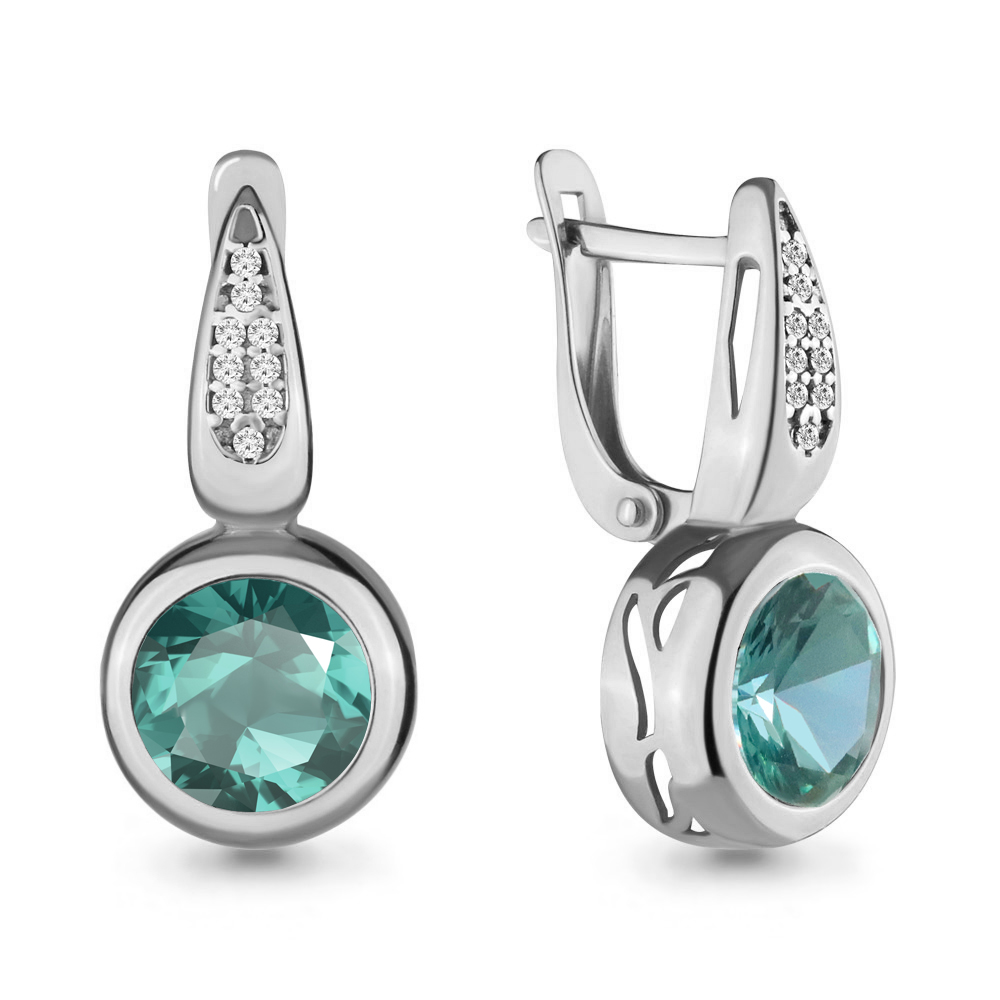 

Серьги из серебра с фианитом Aquamarine 4702688А_925_р, 4702688А_925_р
