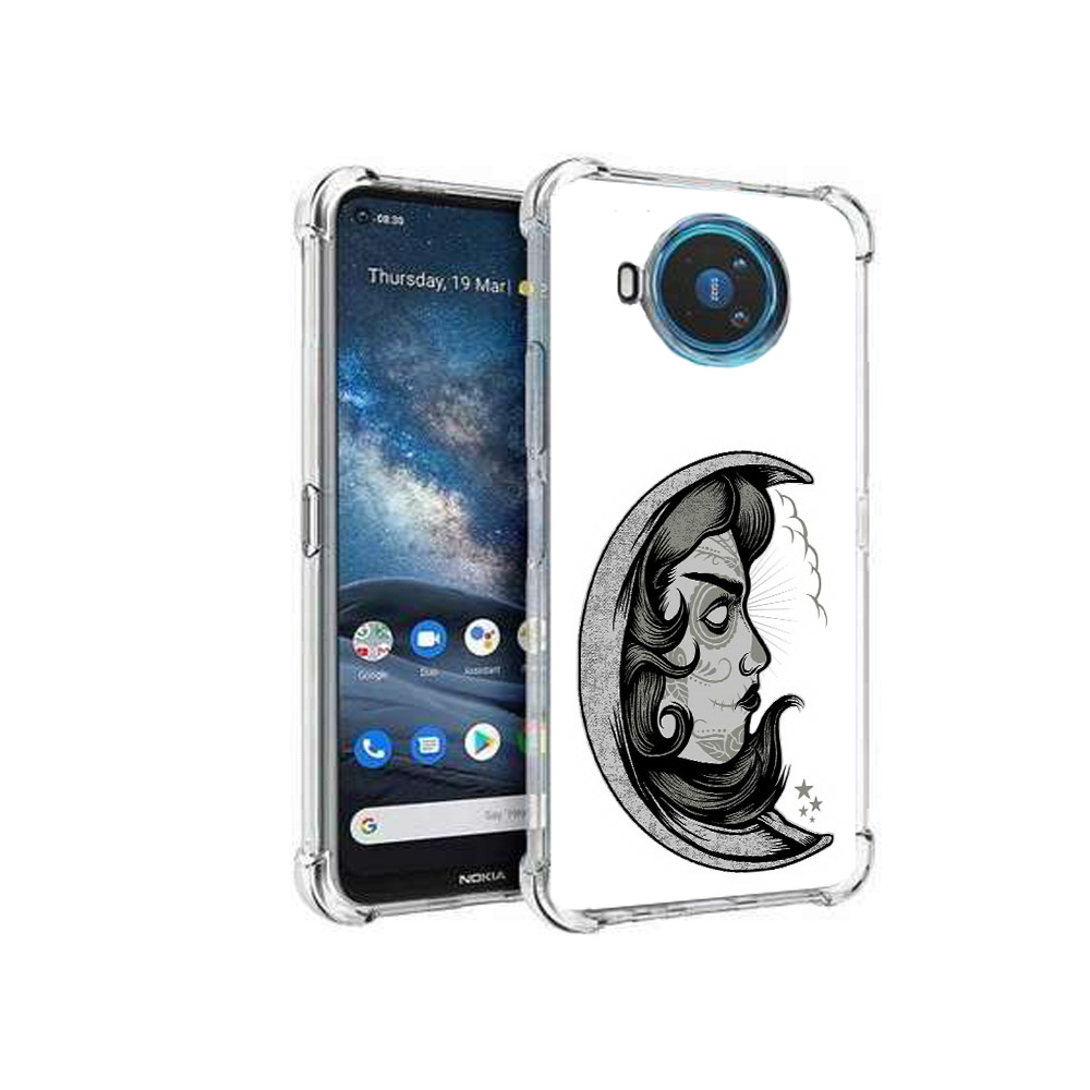 

Чехол MyPads Tocco для Nokia X100 черно белая луна с лицом (PT227057.109.680), Прозрачный, Tocco