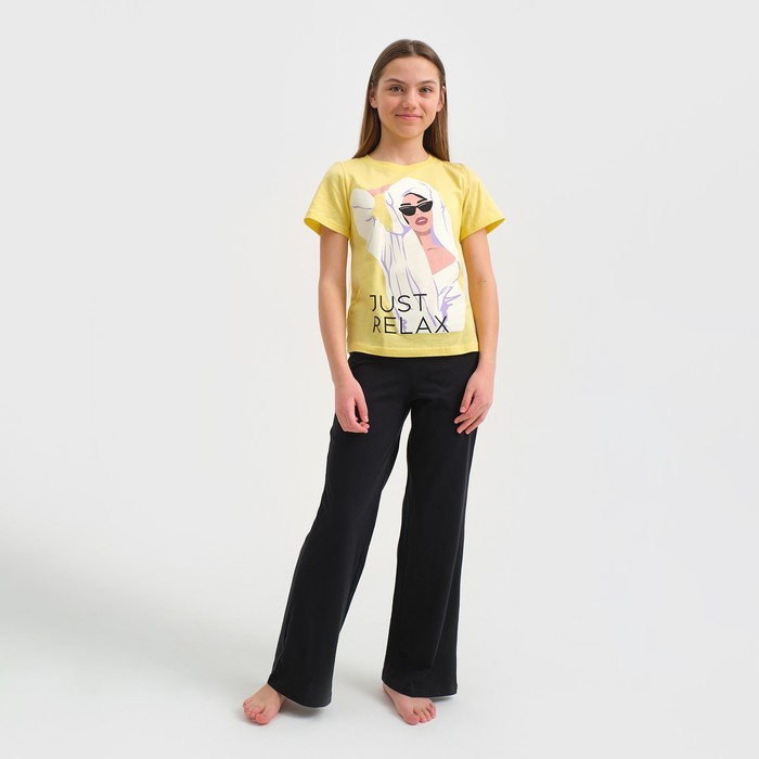 Пижама для девочки KAFTAN Selfie, рост 134-140 см, цвет жёлтый/чёрный