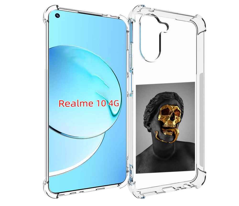 

Чехол MyPads золотой череп в статуе для Realme 10, Прозрачный, Tocco
