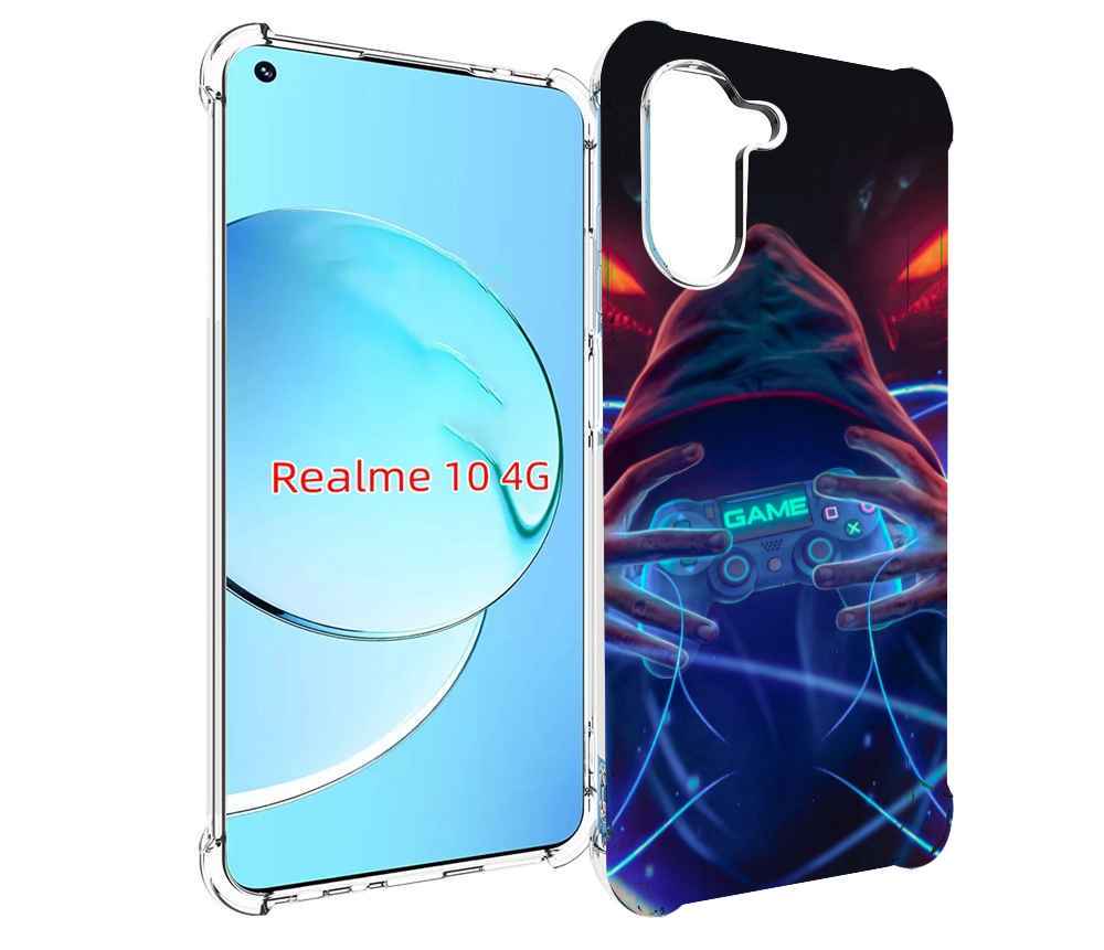 Чехол MyPads игра джойстик неоновый фон для Realme 10