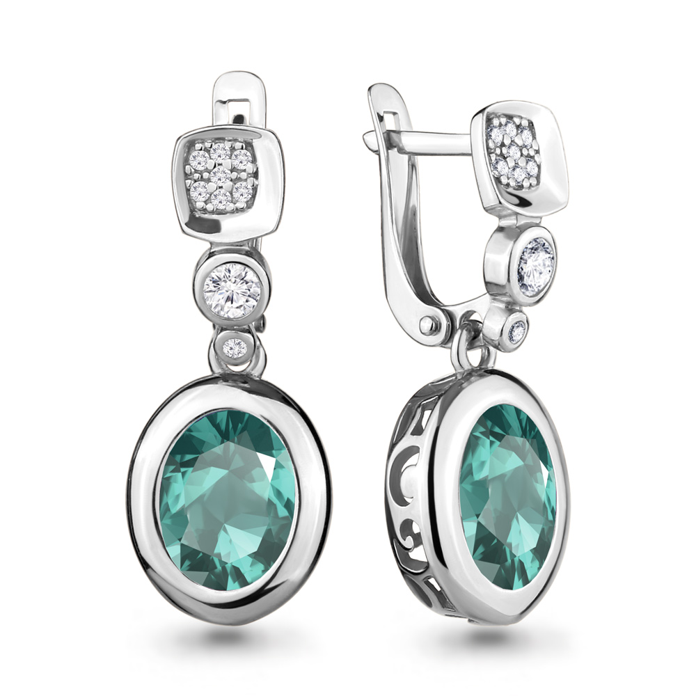 

Серьги из серебра с фианитом Aquamarine 4702788А_925_р, 4702788А_925_р