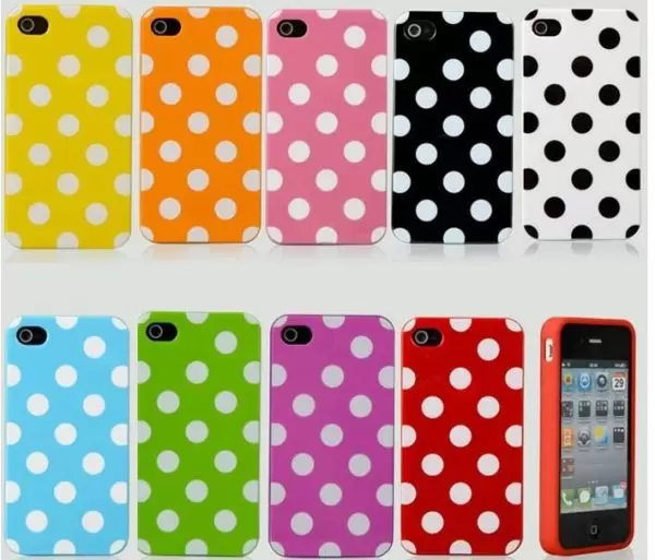 

Накладка силикон для Samsung i9500 Galaxy S4 белая в черный горошек, Разноцветный