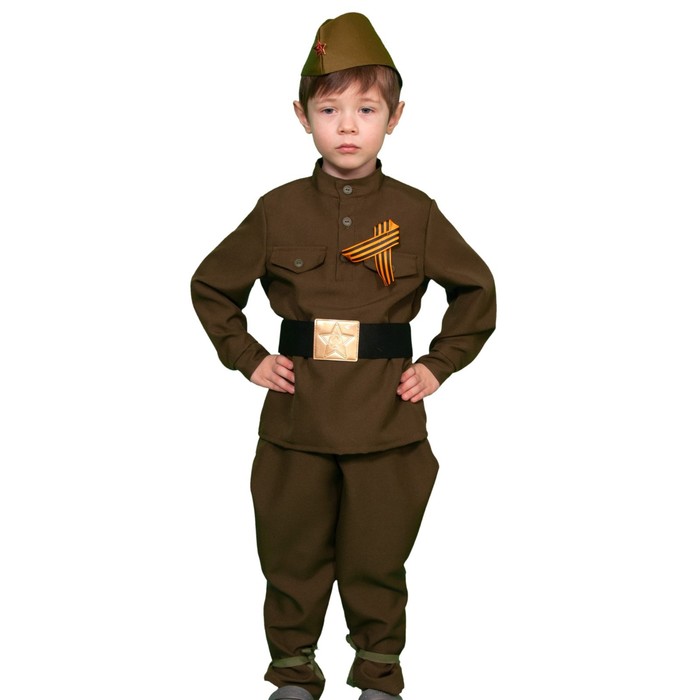 Карнавальный костюм «Солдатик в галифе», гимнастёрка, ремень, брюки, пилотка, р. 32-34, ро