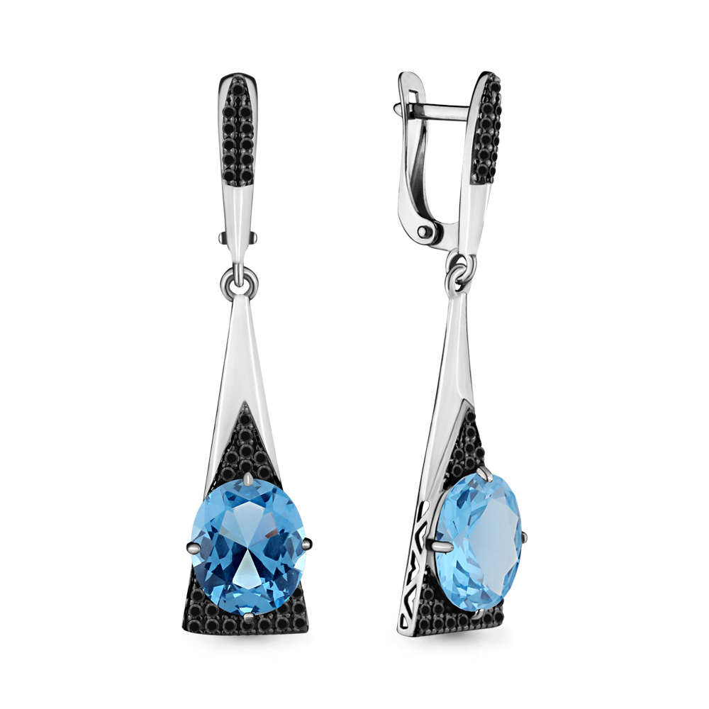

Серьги из серебра с топазом Aquamarine 4702892Ч_925_р, 4702892Ч_925_р