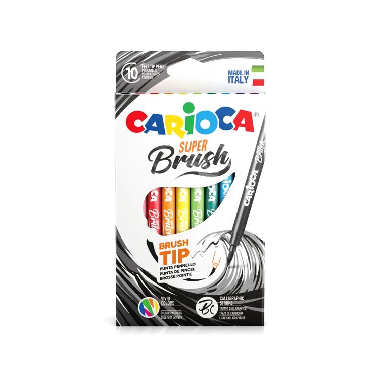 

Фломастеры Carioca Super-brush, наконечник-кисть, 10 цв, Разноцветный