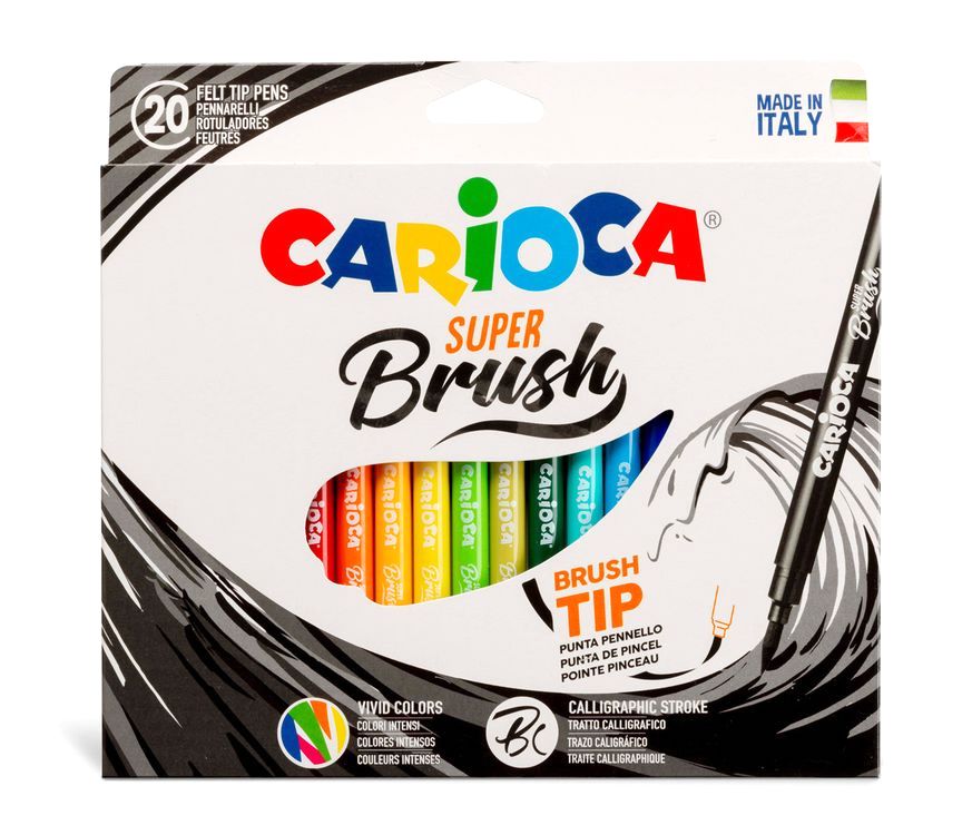 

Фломастеры Carioca Super-brush, наконечник-кисть, 20 цв, Разноцветный