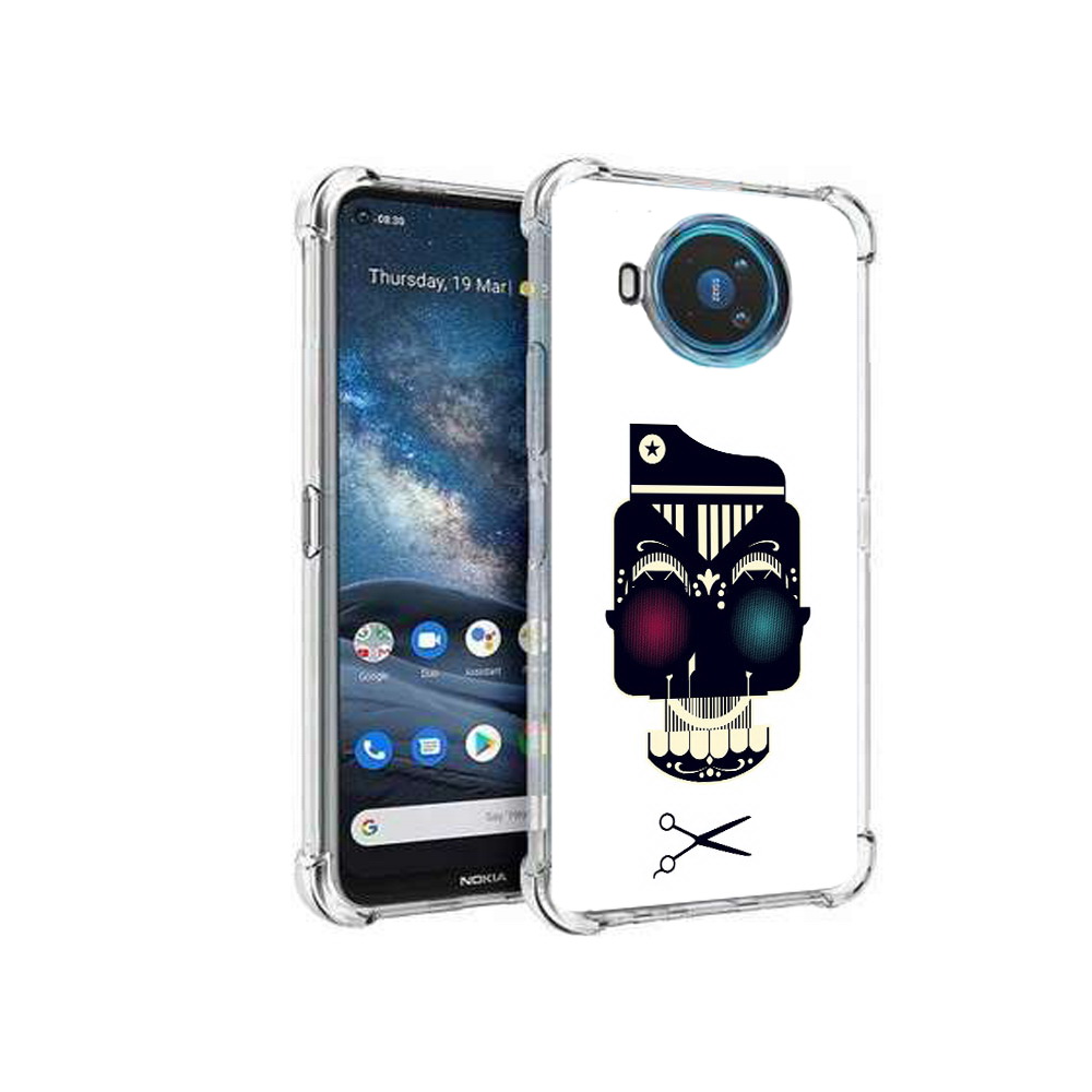 

Чехол MyPads Tocco для Nokia X100 черно белый скелет с яркими глазами (PT227057.109.687), Прозрачный, Tocco